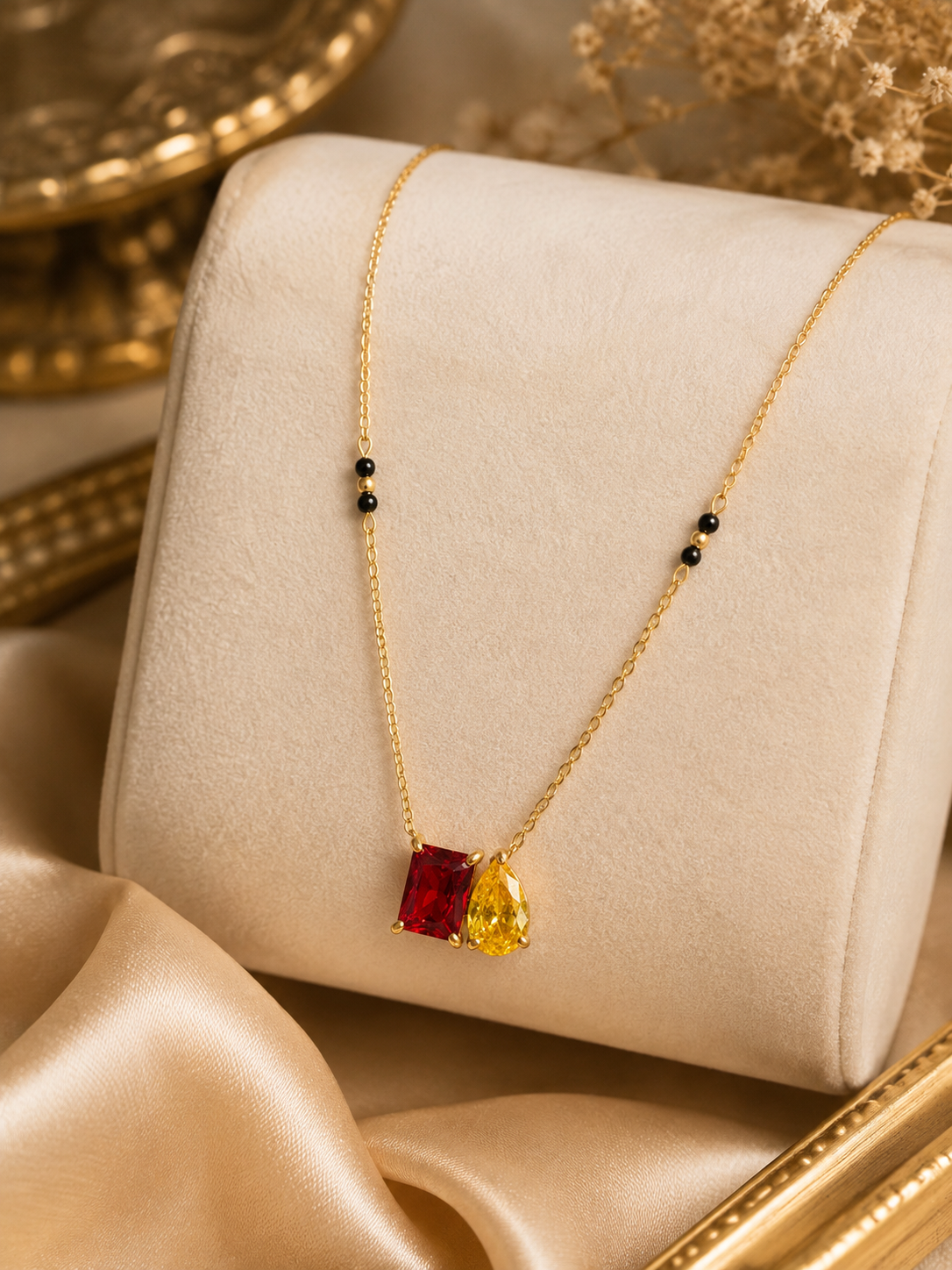 Minimal Dual-Stone Mangalsutra Necklace