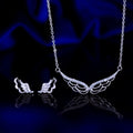 925 STERLING SILVER ANGEL WINGS CZ NECKLACE AND EARRING SET