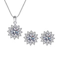 Latest Dazzling Cubic Zirconia White Flower 925 Sterling Silver Necklace & Earring Set