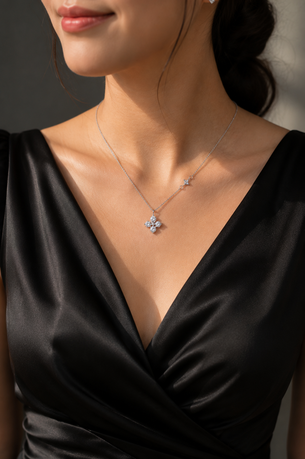 Celeste Clover Necklace | 925 Sterling Silver Four-Leaf Clover Pendant