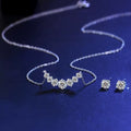 925 Sterling Silver Cubic Zirconia Smile Necklace & Stud Earrings Set