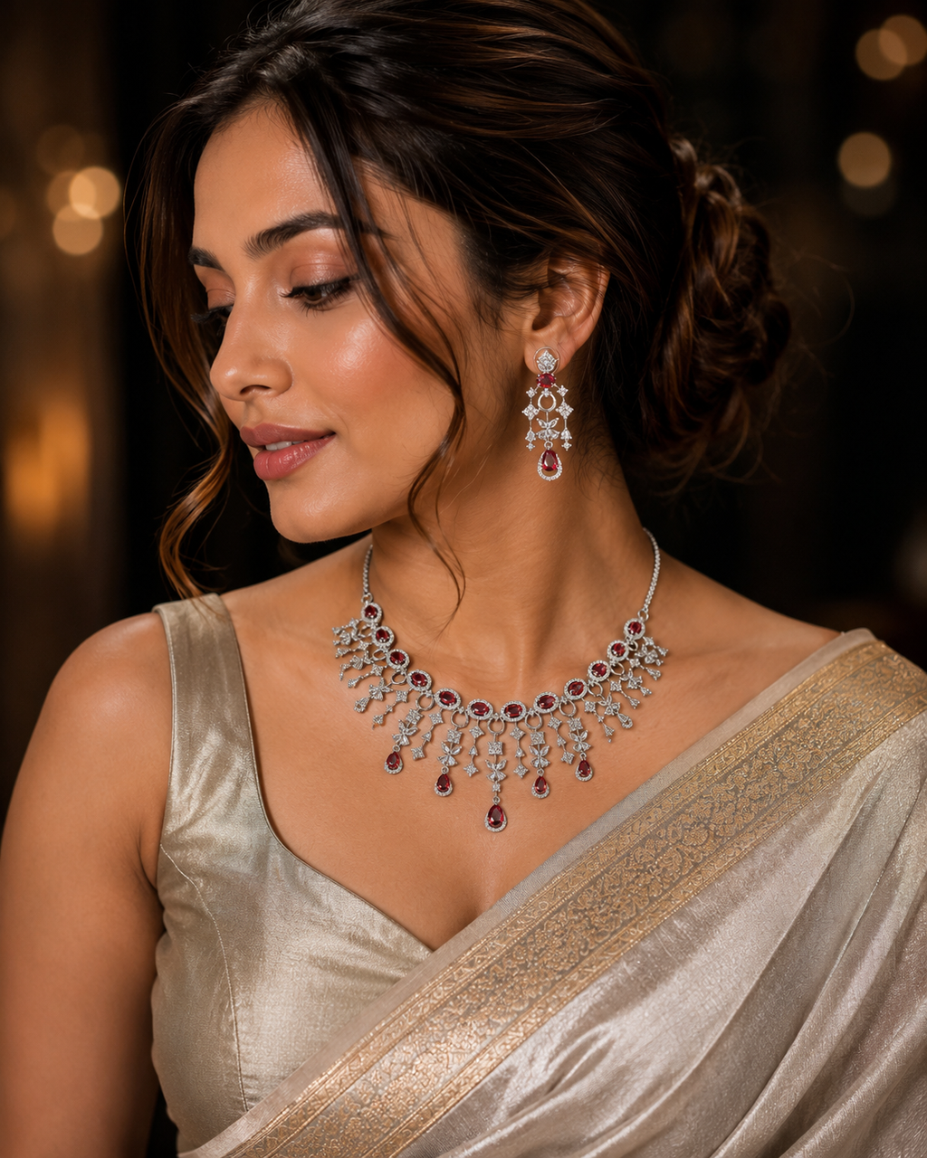 Ruby Royale AD Necklace Set