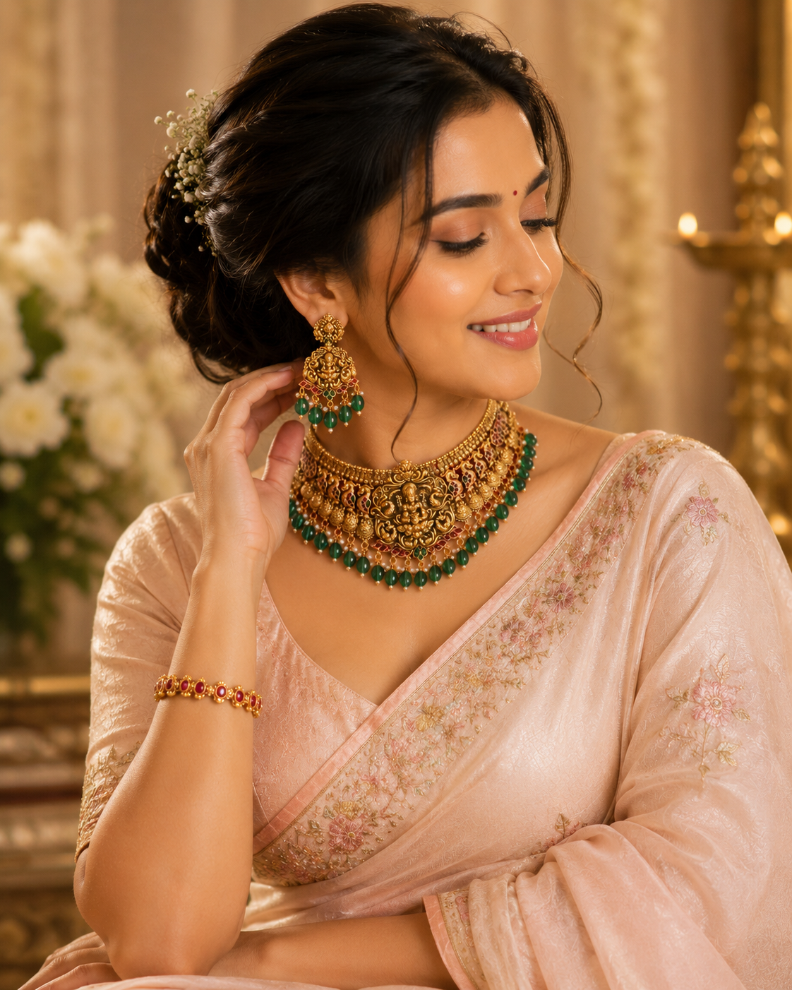 Premium Antique Gold Temple Choker Set – Royal Bridal Jewellery