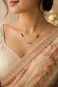 Navya Mangalsutra | 18K Gold PVD Plated Stainless Steel | AAA Zircon & Black Beads