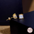 925 Sterling Silver Lotus Halo Stud Earrings | Gold & Silver colour | 6mm Cubic Zirconia