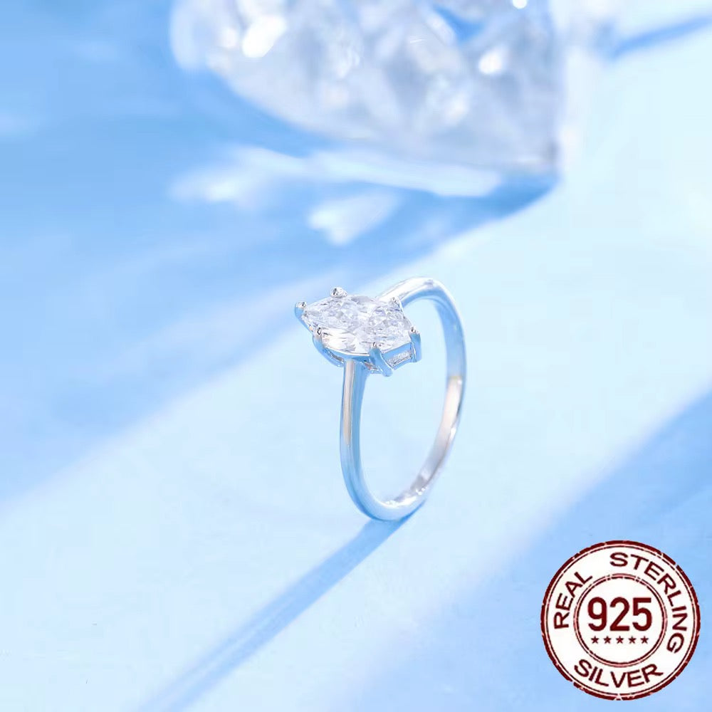 Marquise Cut Cubic Zirconia Ring | Real 925 Sterling Silver | Silver & 18K Gold Plated Gold Plated on Real 925 Sterling Silver
