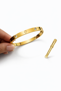 18K Gold-Plated Stainless Steel Love Screw Bangle for Women