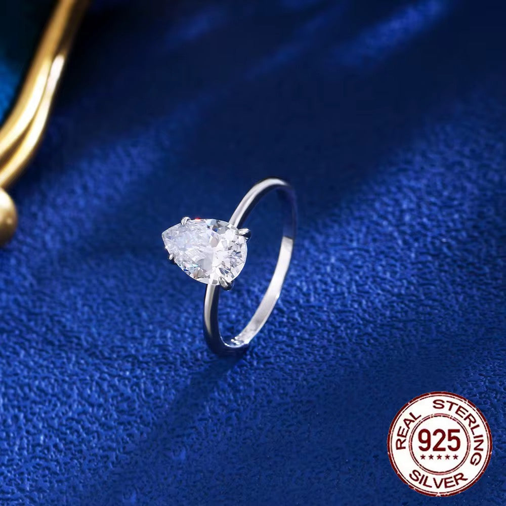 Sparkle Drop Promise Ring – 2CT cut CZ in 925 Sterling Silver