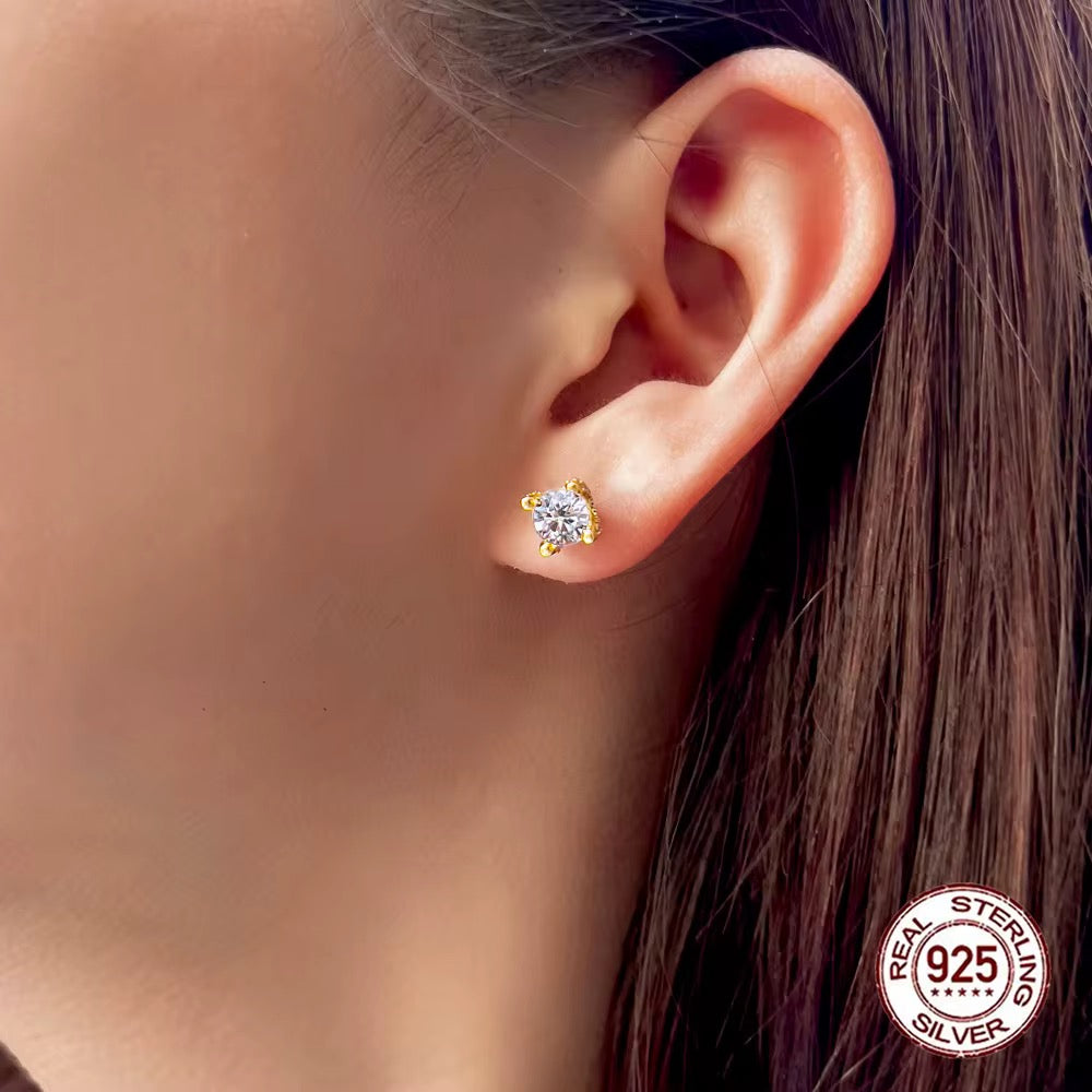 925 Sterling Silver Lotus Halo Stud Earrings | Gold & Silver colour | 6mm Cubic Zirconia
