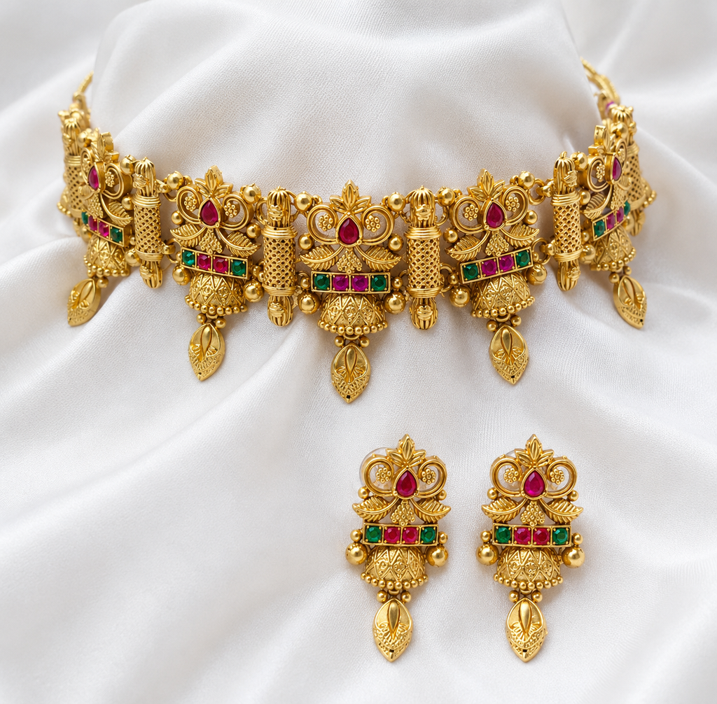Traditional South Indian Temple Choker Set ✨