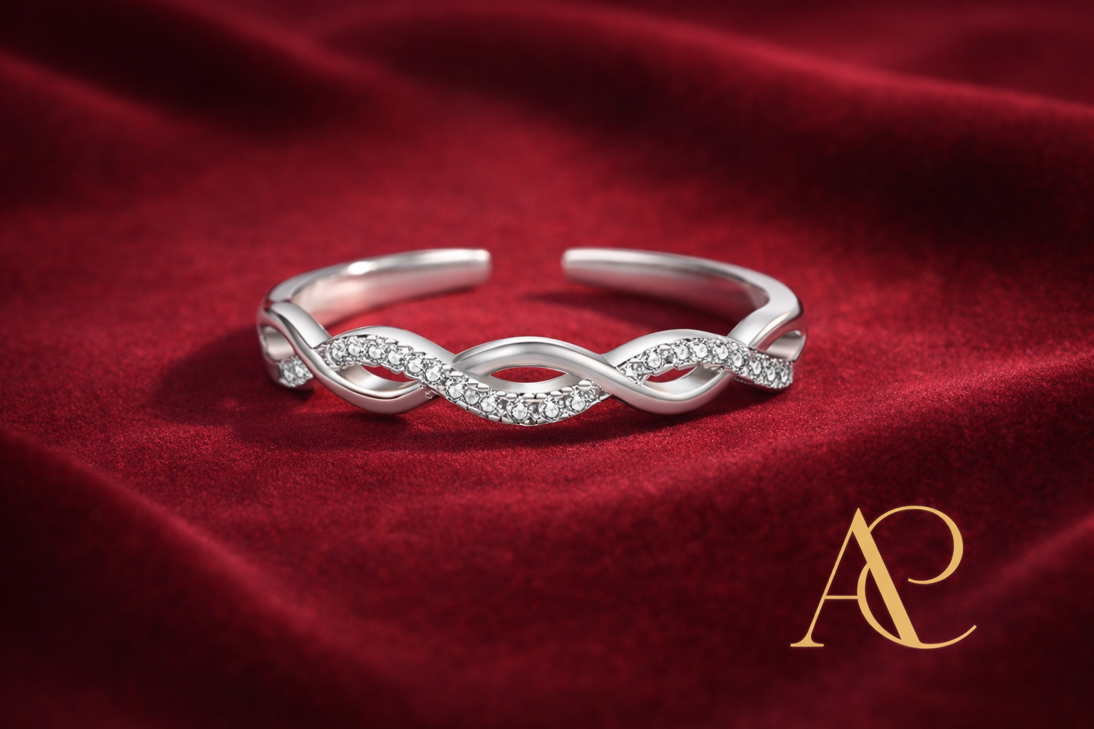 Adjustable 925 Sterling Silver Cubic Zirconia Twist Ring