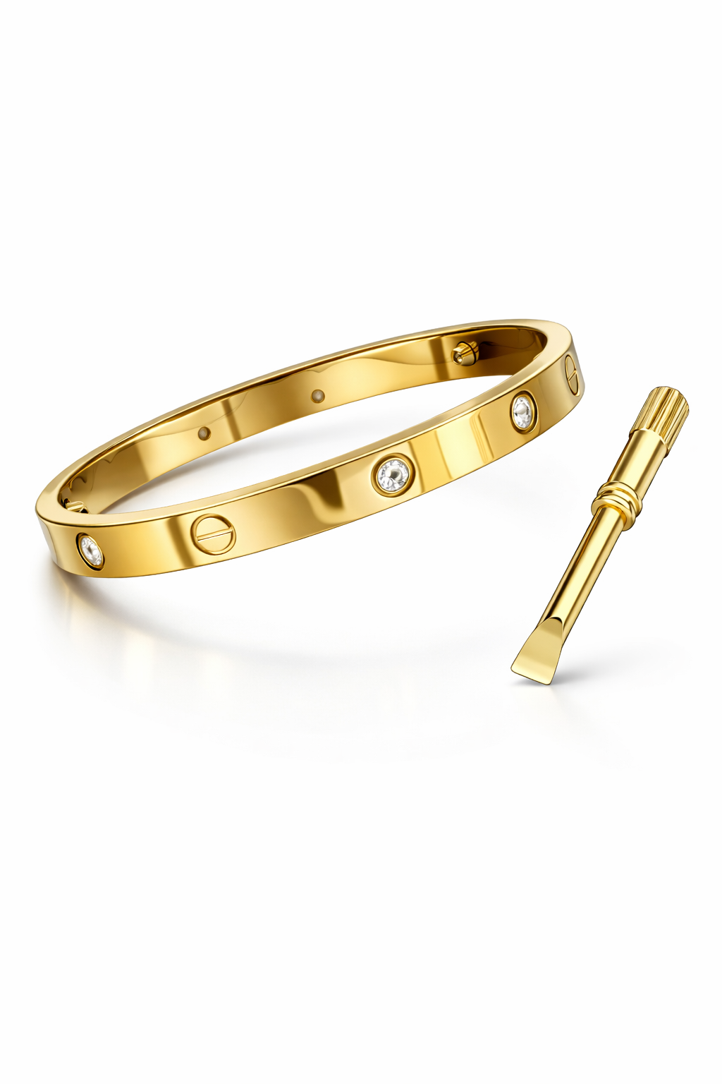18K Gold-Plated Stainless Steel Love Screw Bangle for Women