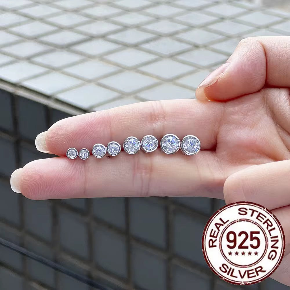 Minimal Round CZ Stud Earrings | 925 Silver | Minimal Studs 3mm/4mm/5mm/6mm