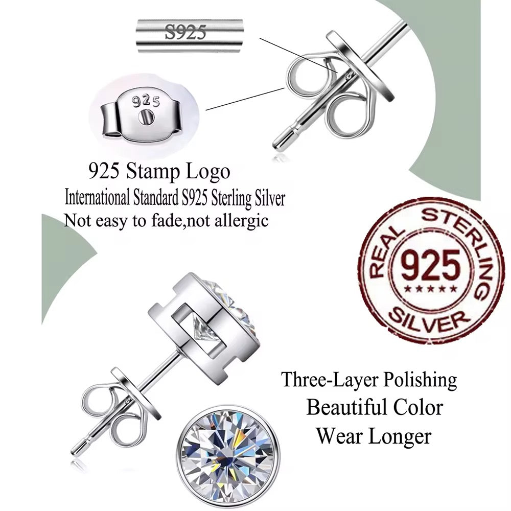 Minimal Round CZ Stud Earrings | 925 Silver | Minimal Studs 3mm/4mm/5mm/6mm