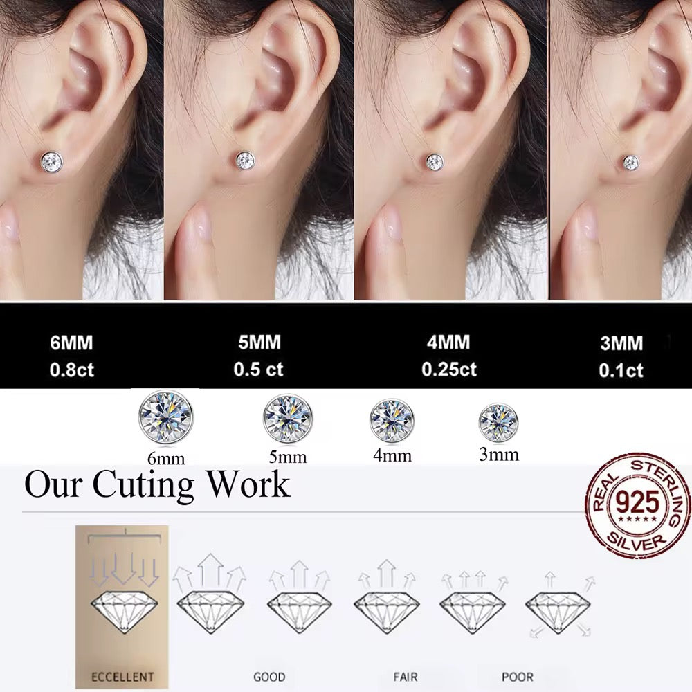 Minimal Round CZ Stud Earrings | 925 Silver | Minimal Studs 3mm/4mm/5mm/6mm
