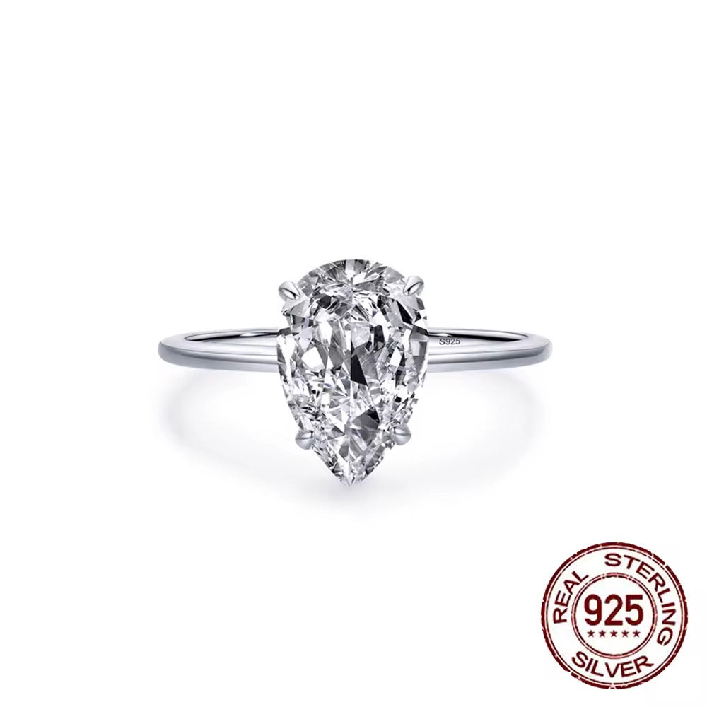 Sparkle Drop Promise Ring – 2CT cut CZ in 925 Sterling Silver
