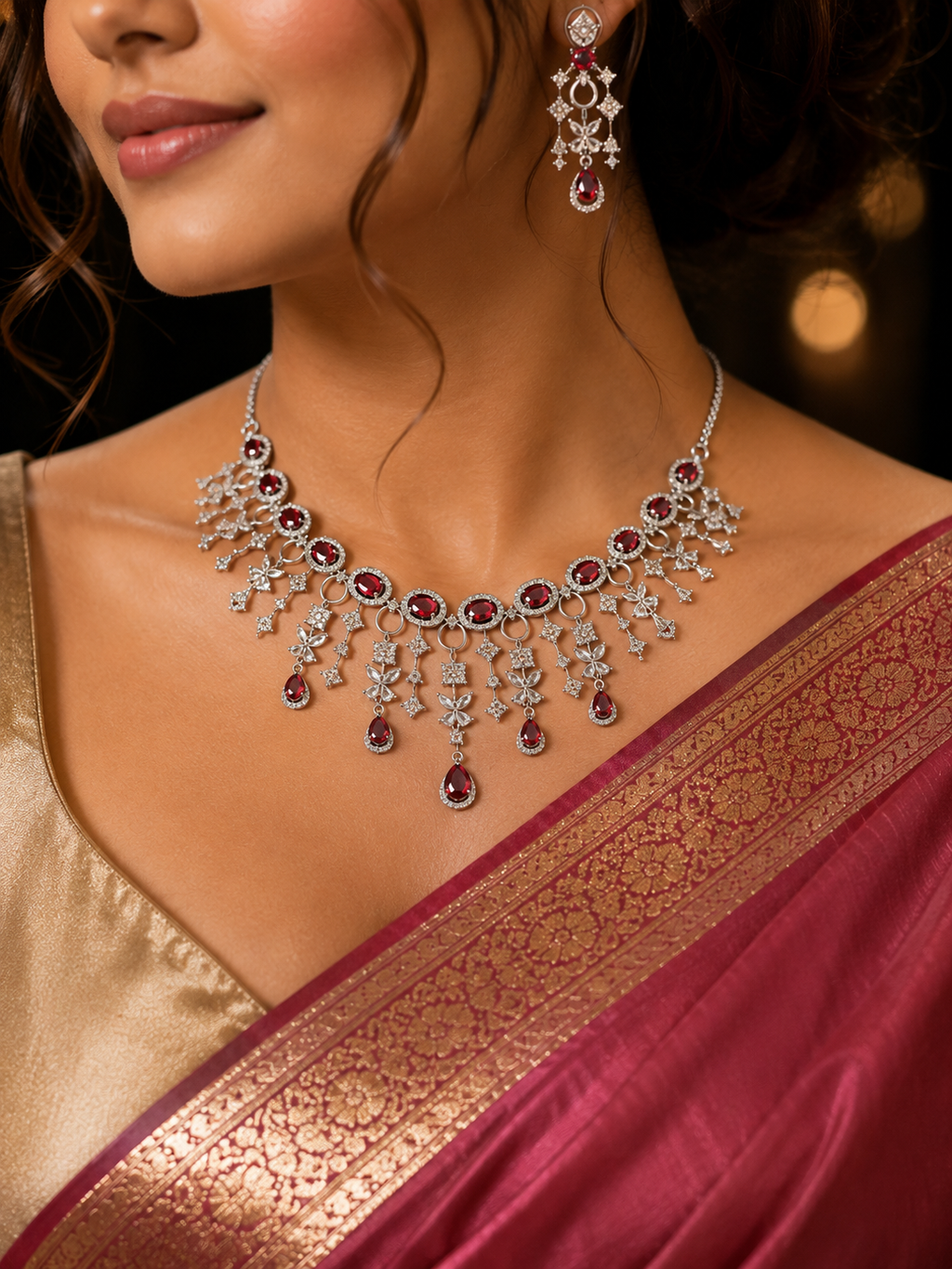 Ruby Royale AD Necklace Set
