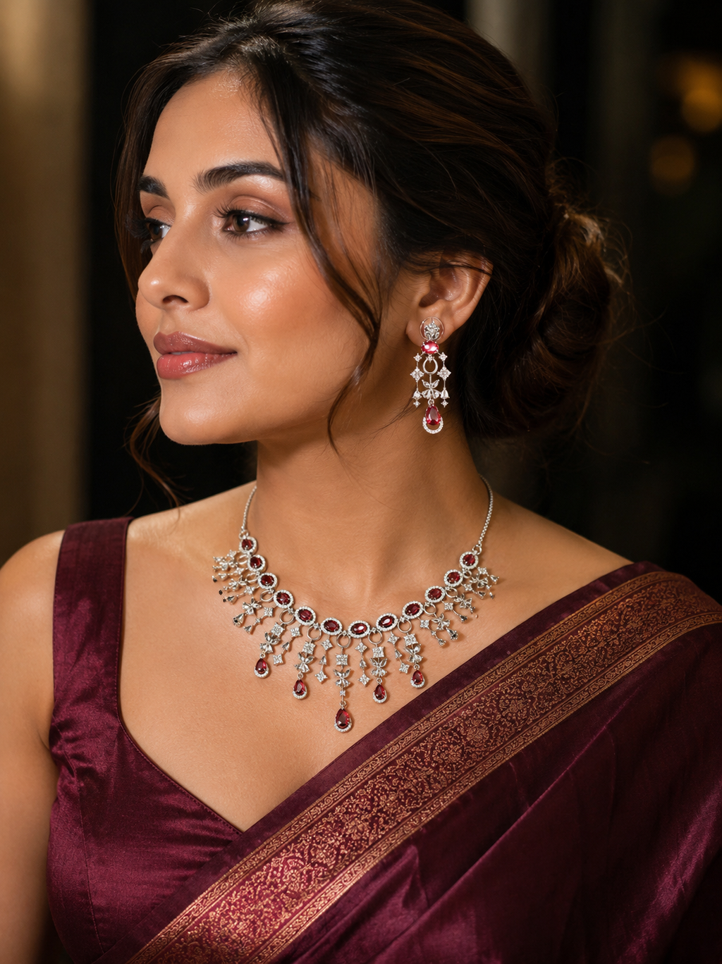 Ruby Royale AD Necklace Set