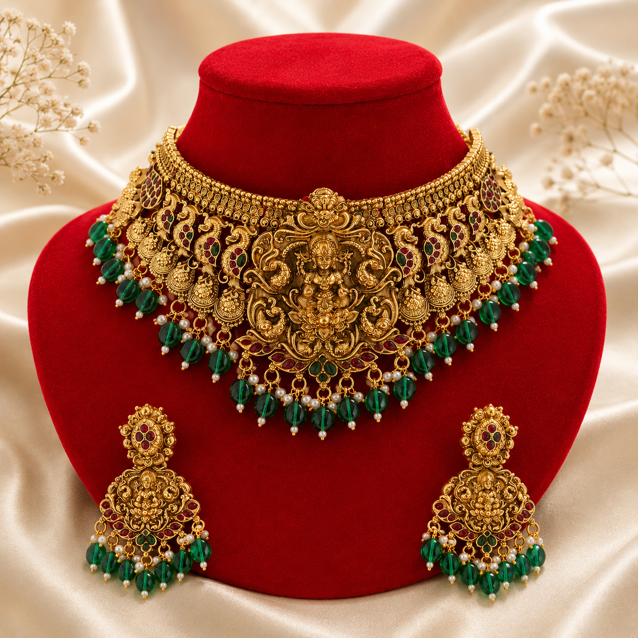 Premium Antique Gold Temple Choker Set – Royal Bridal Jewellery