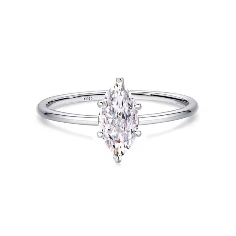Marquise Cut Cubic Zirconia Ring | Real 925 Sterling Silver | Silver & 18K Gold Plated Gold Plated on Real 925 Sterling Silver