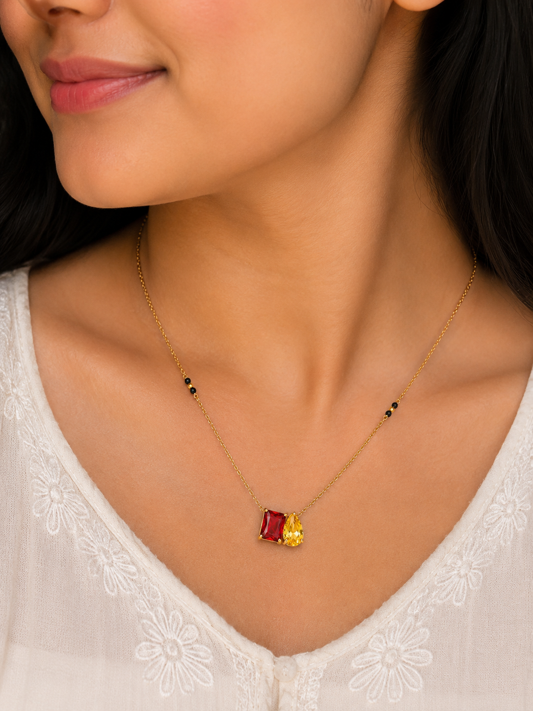 Minimal Dual-Stone Mangalsutra Necklace