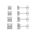 925 Sterling Silver Princess Cut CZ Square Stud Earrings | 3mm–6mm Hypoallergenic.