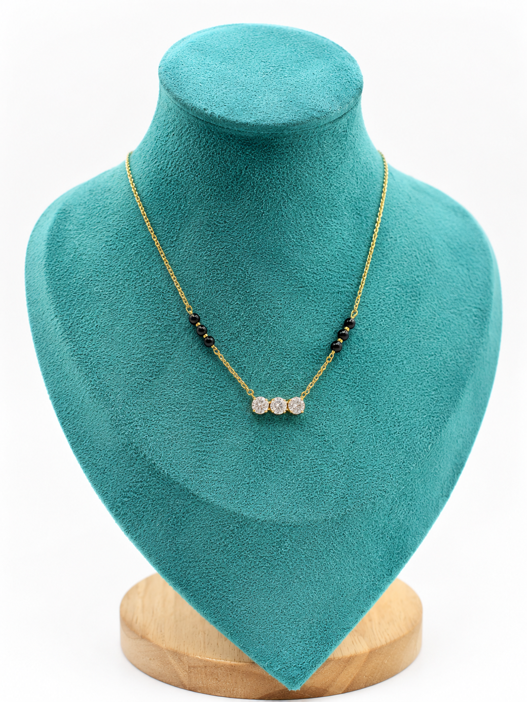 Navya Mangalsutra | 18K Gold PVD Plated Stainless Steel | AAA Zircon & Black Beads