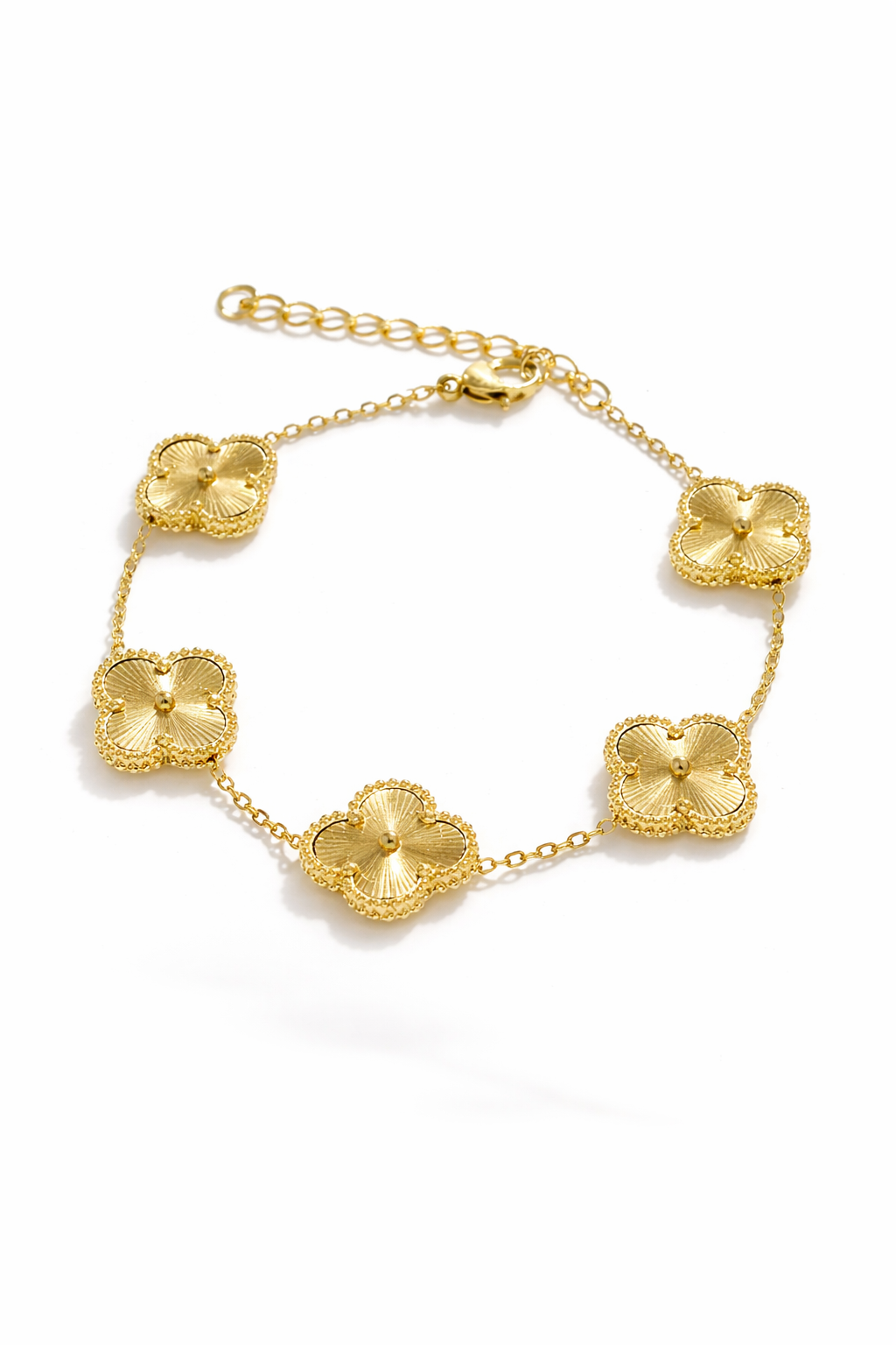 18K Gold-Plated Stainless Steel || Four Leaf Clover Bracelet ||Adjustable chain || Bracelet length: 16 cm + 5 cm extension