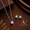 925 Sterling Silver Round CZ Necklace & Stud Earrings Set | Everyday Elegant Jewellery