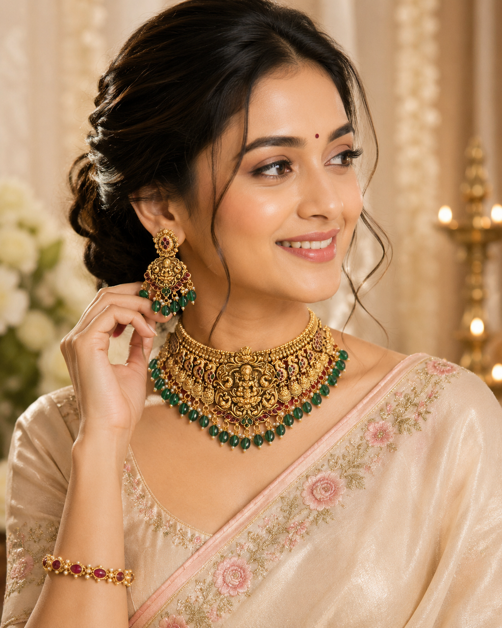 Premium Antique Gold Temple Choker Set – Royal Bridal Jewellery