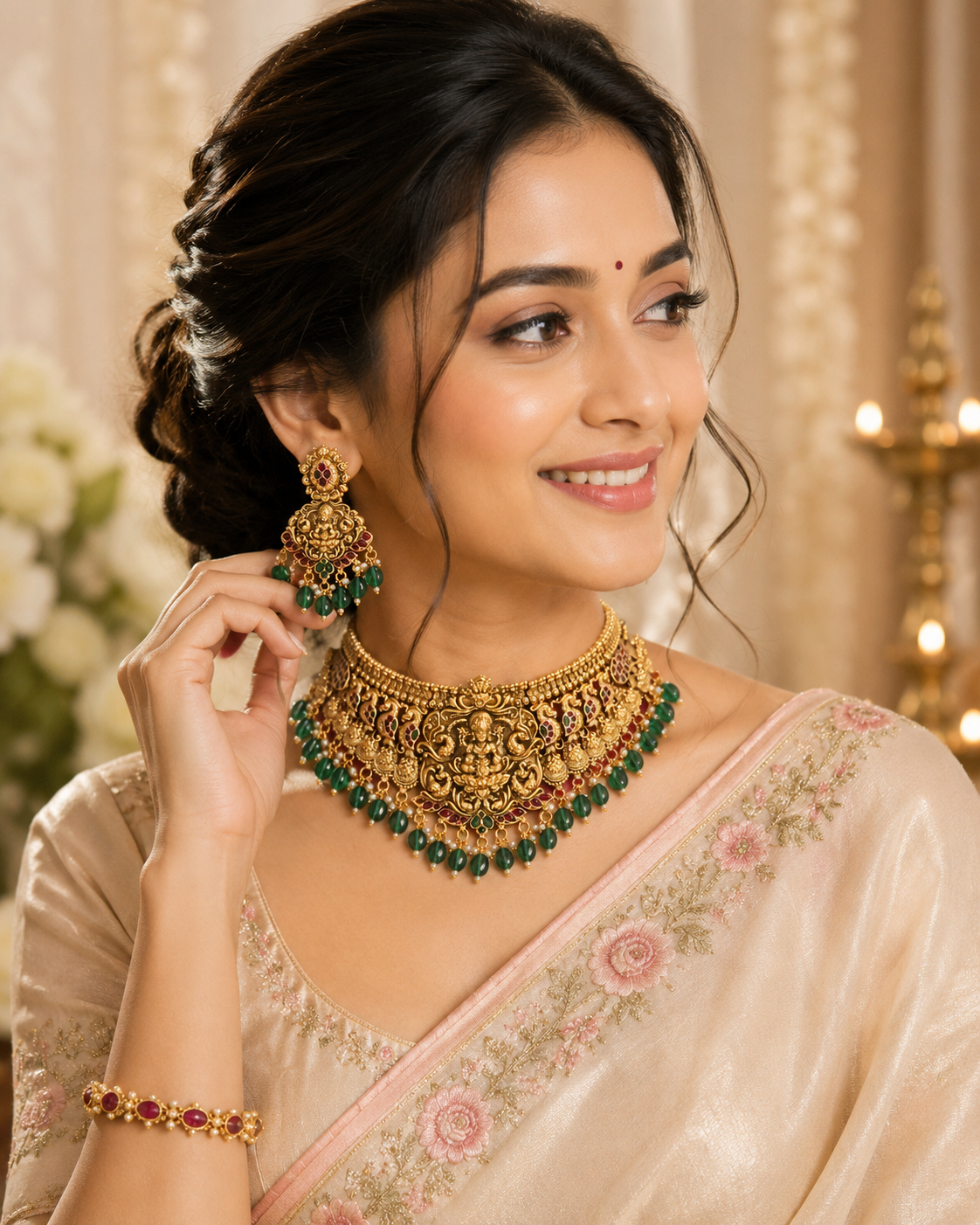 Premium Antique Gold Temple Choker Set – Royal Bridal Jewellery