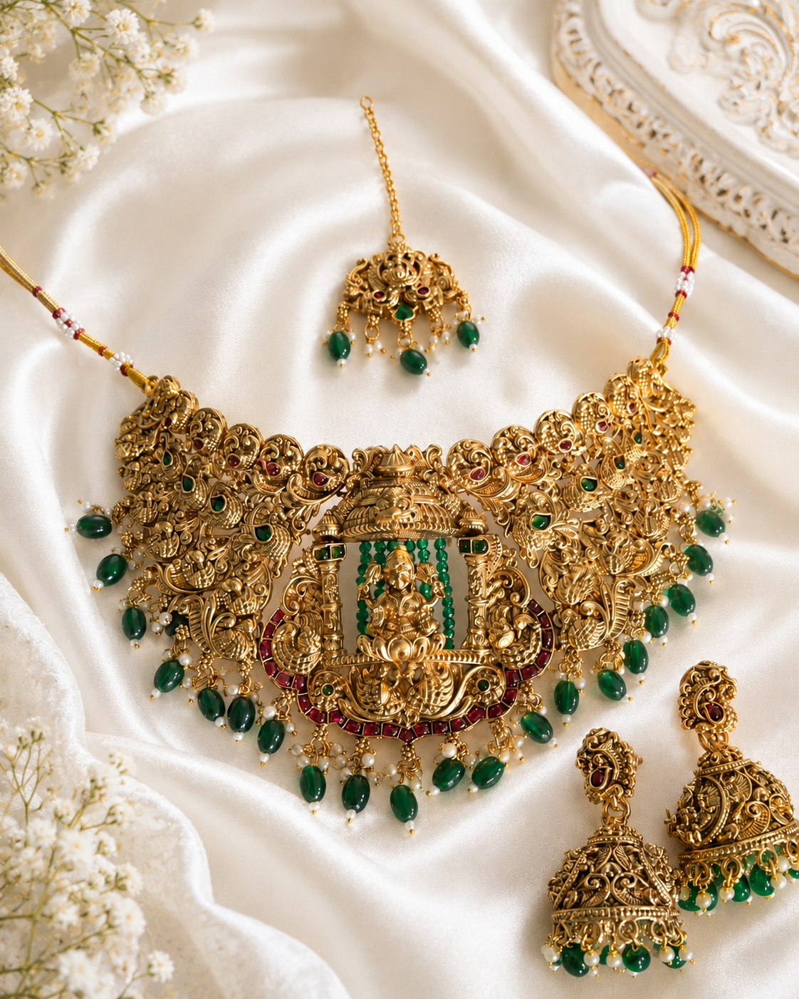 Maya Temple Necklace & Earrings Set – Traditional Luxury