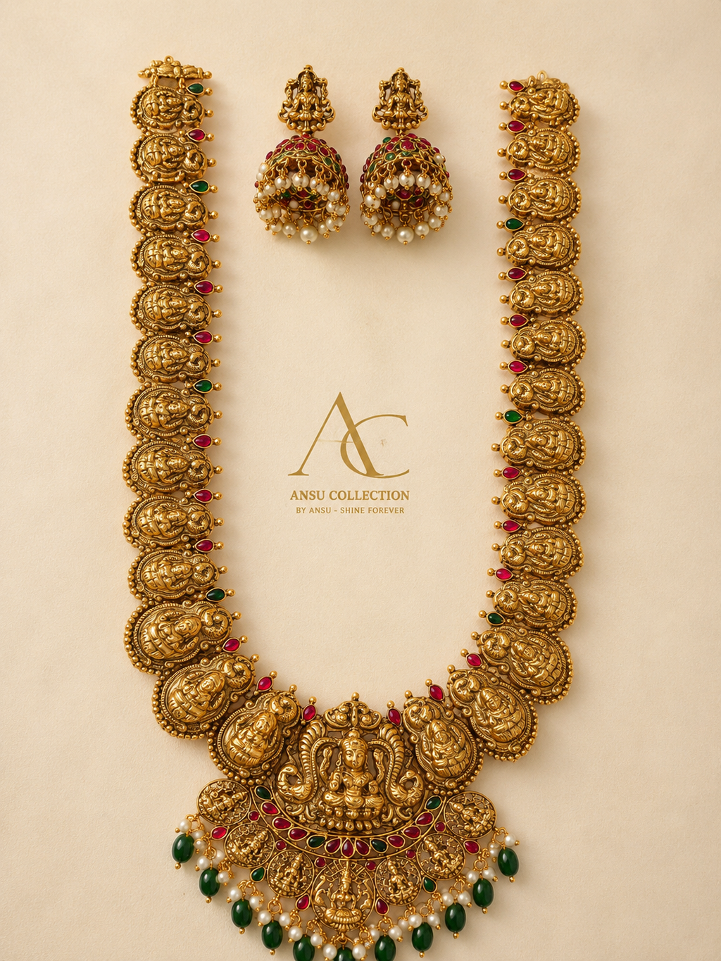 Maharani Temple Long Necklace & Earrings