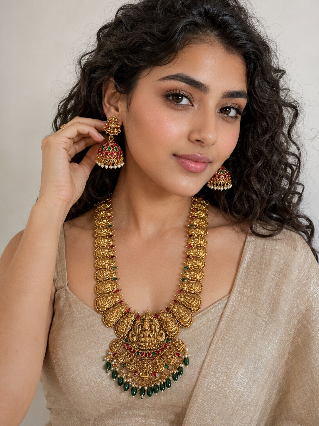 Maharani Temple Long Necklace & Earrings