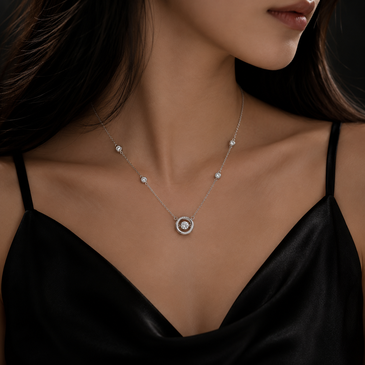 Eternal Halo Necklace | 925 Sterling Silver Halo Circle CZ Pendant Necklace