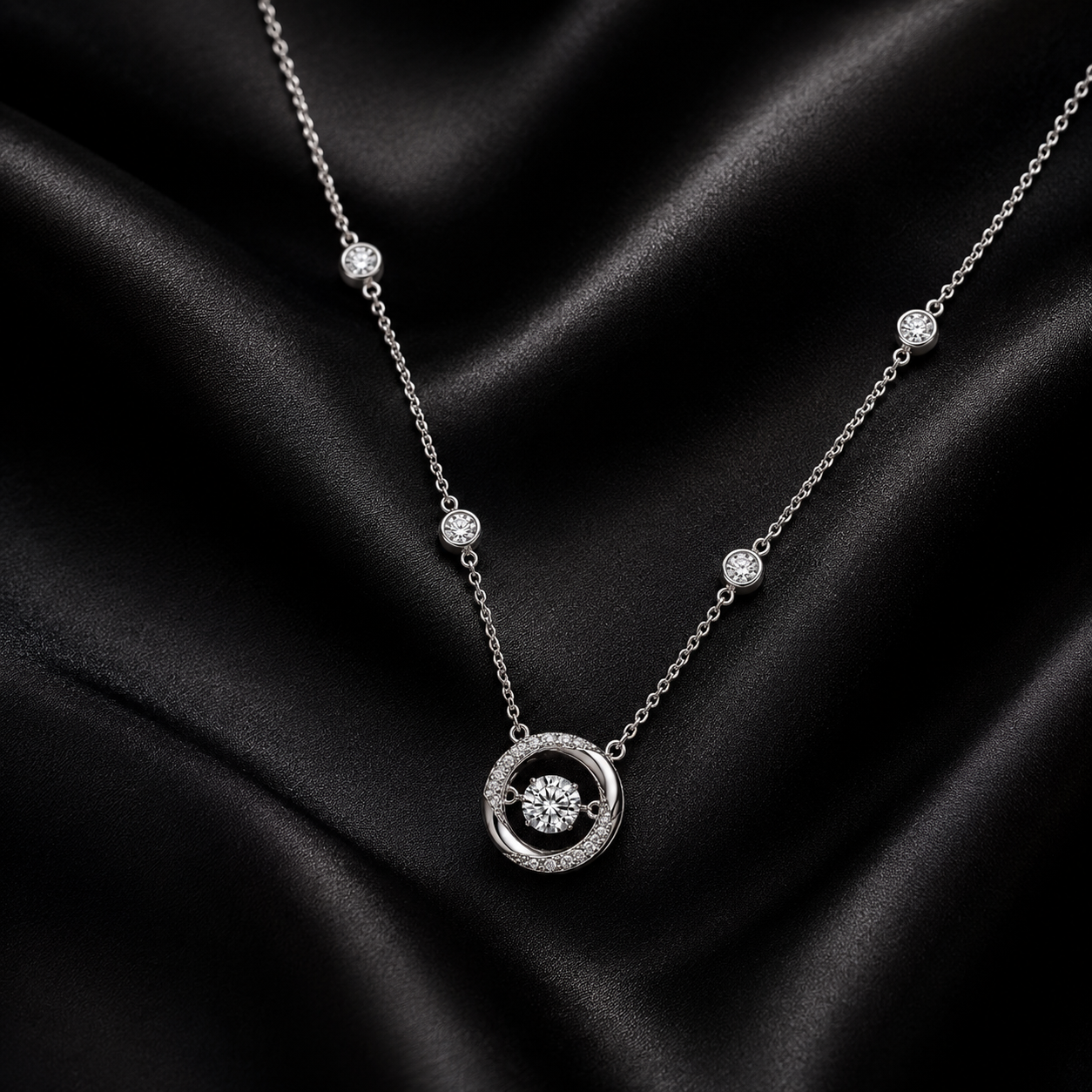 Eternal Halo Necklace | 925 Sterling Silver Halo Circle CZ Pendant Necklace