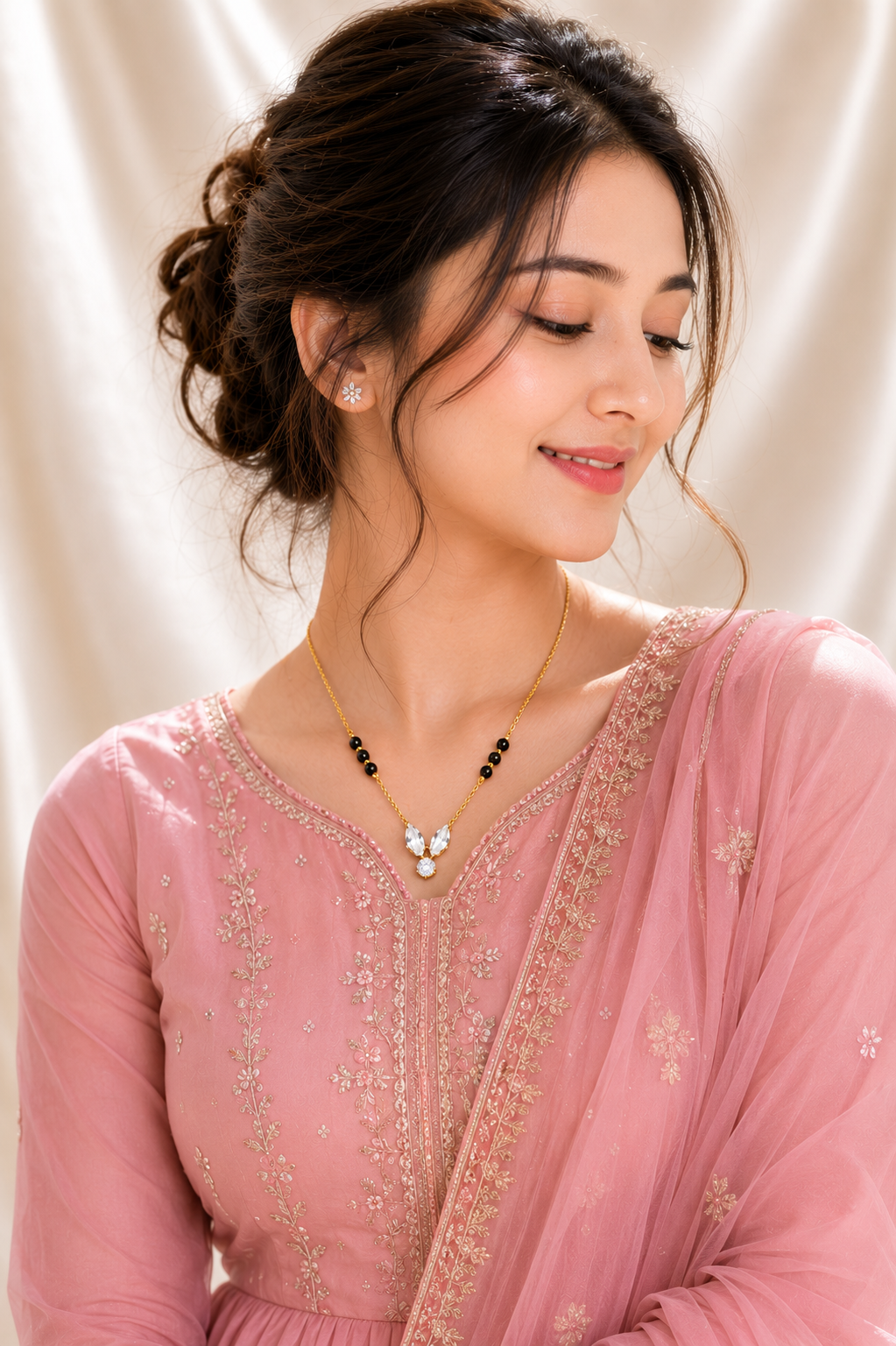 Triveni Mangalsutra | 18K Gold PVD Plated Stainless Steel | Zircon Pendant | Daily Wear