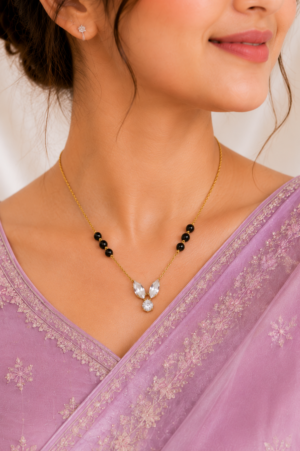 Triveni Mangalsutra | 18K Gold PVD Plated Stainless Steel | Zircon Pendant | Daily Wear