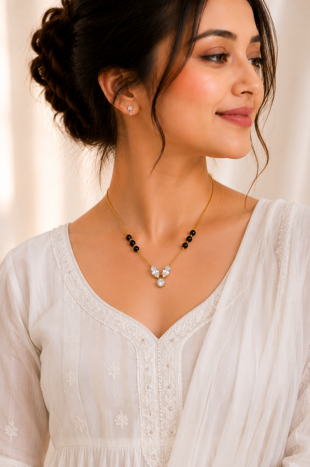 Triveni Mangalsutra | 18K Gold PVD Plated Stainless Steel | Zircon Pendant | Daily Wear