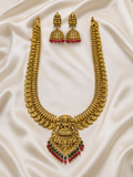 Lakshmi Temple Jewellery Long Necklace Set with Jhumka Earrings