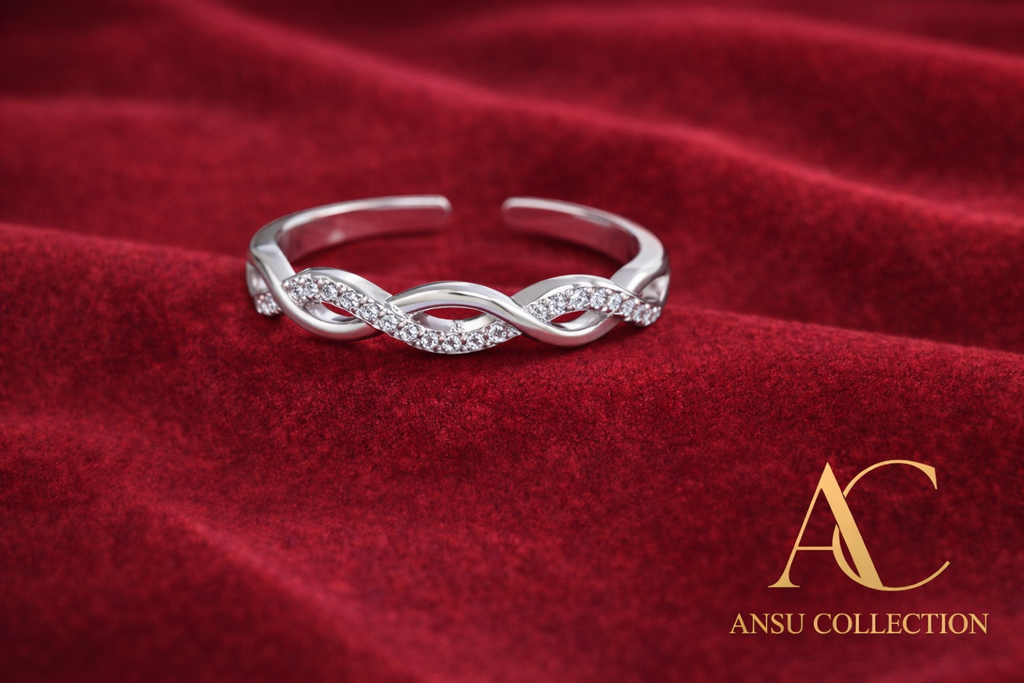 Adjustable 925 Sterling Silver Cubic Zirconia Twist Ring