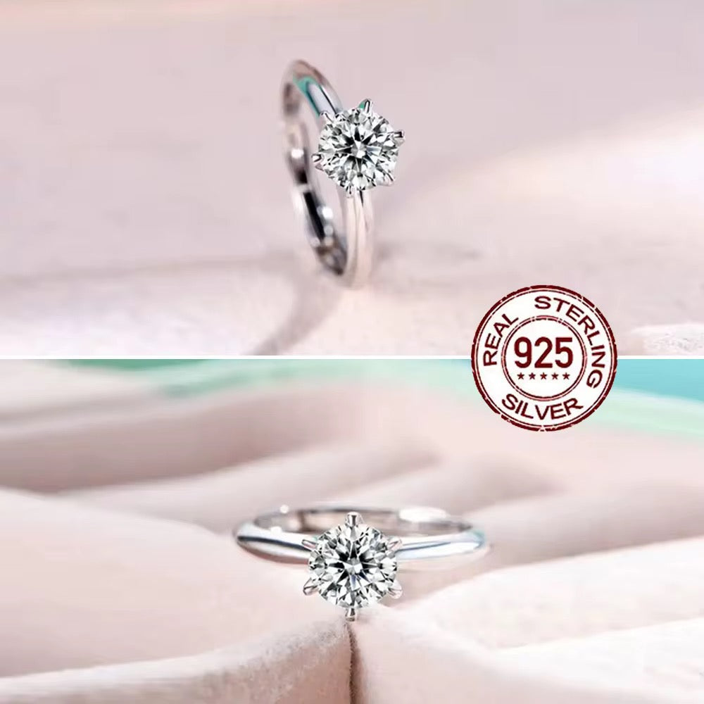 Minimalist 925 Sterling Silver Round Cubic Zirconia Solitaire Ring – Silver
