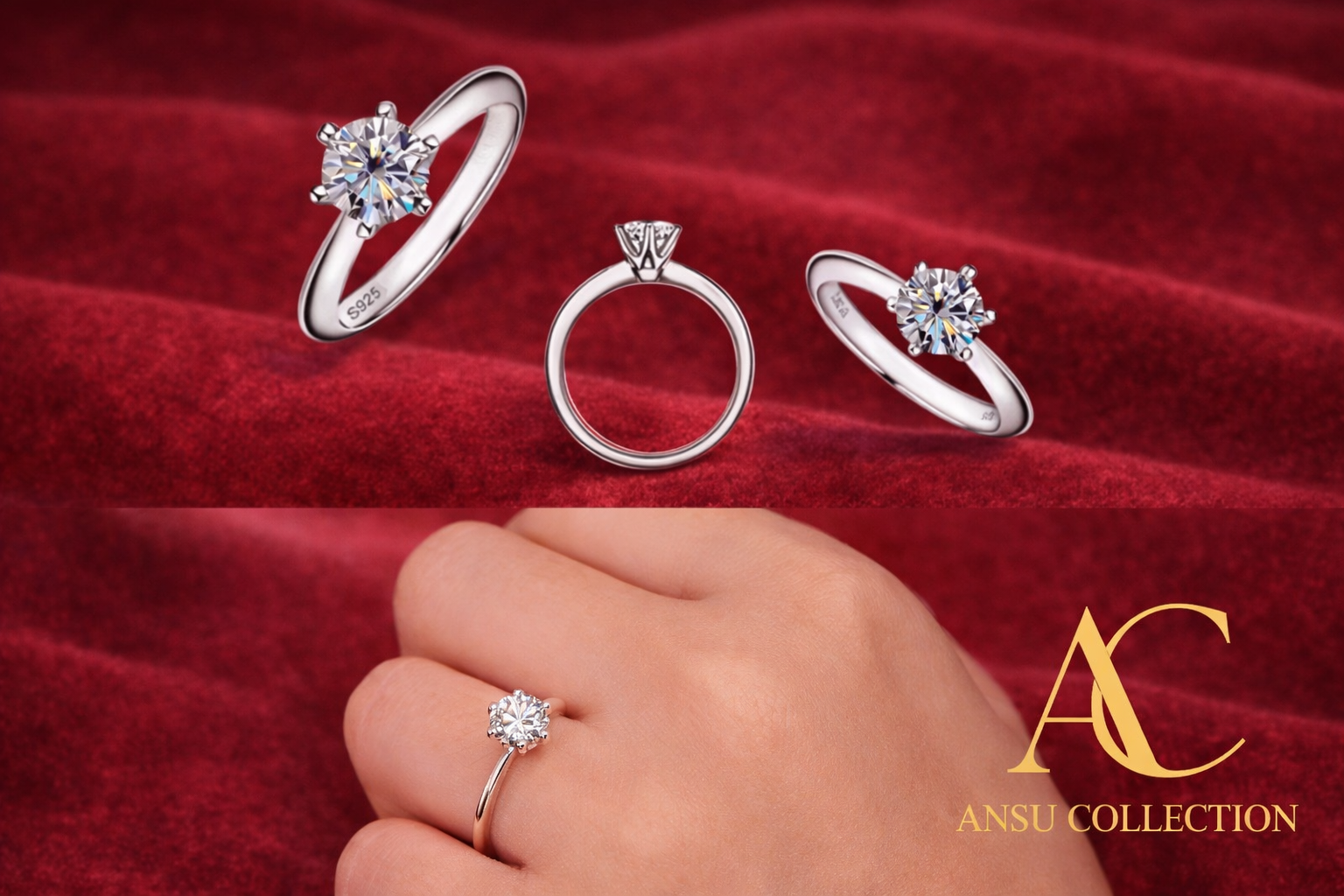 Minimalist 925 Sterling Silver Round Cubic Zirconia Solitaire Ring – Silver