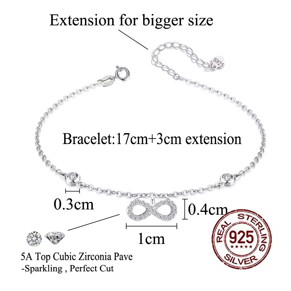 925 Sterling Silver Infinity Bracelet – Cubic Zirconia
