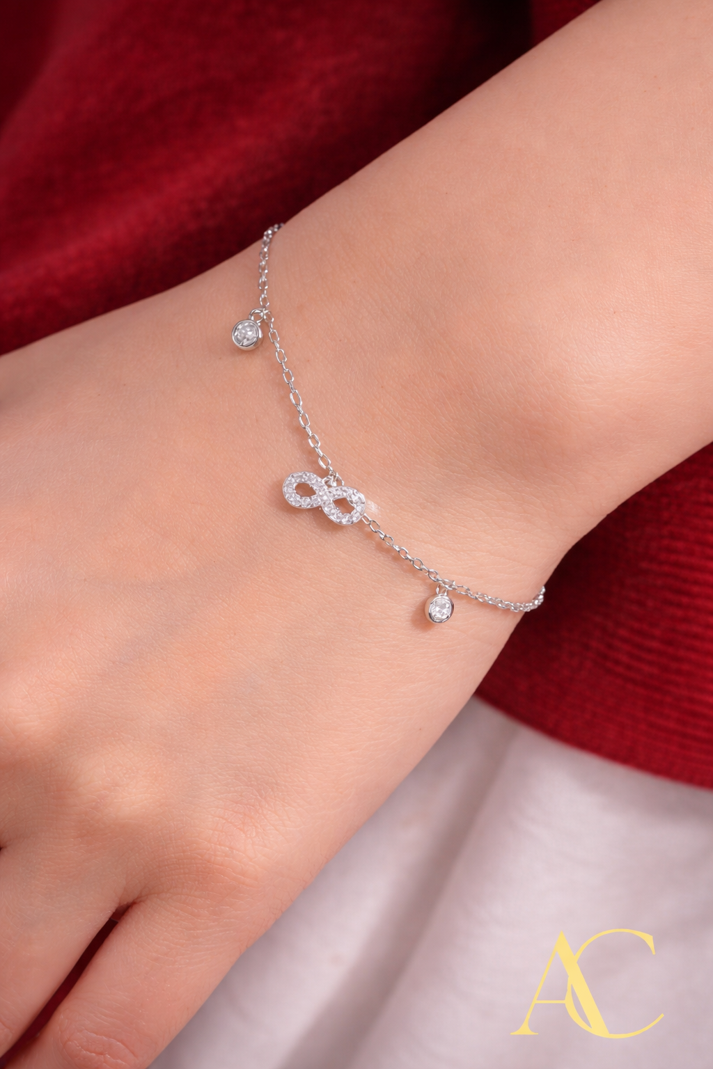 925 Sterling Silver Infinity Bracelet – Cubic Zirconia