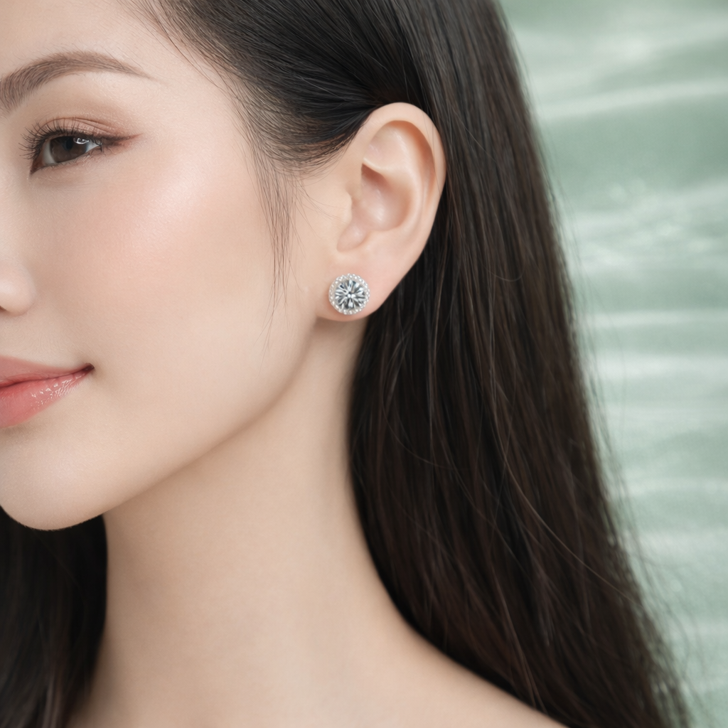 6mm 925 Sterling Silver Round Cubic Zirconia Stud Earrings – Sparkling White
