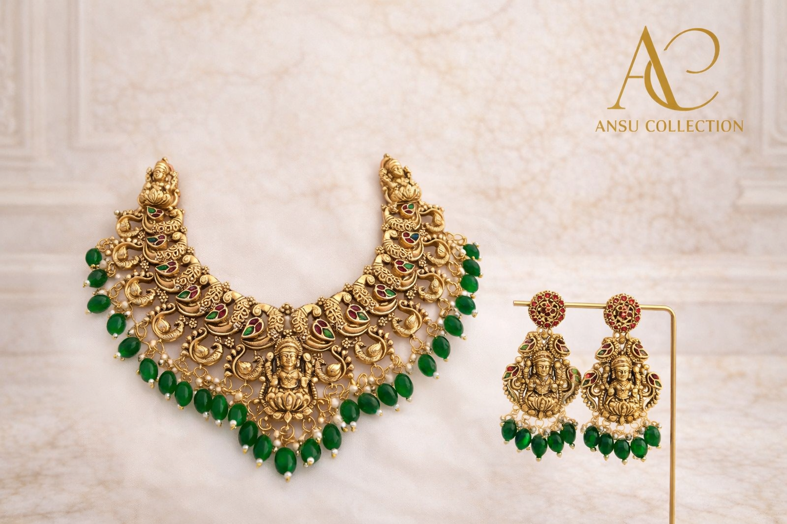 Divine Temple Necklace & Earrings Set – Traditional Luxury
