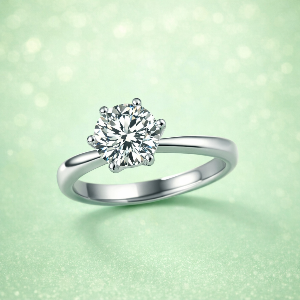 1ct Moissanite Open Adjustable Ring – 925 Sterling Silver
