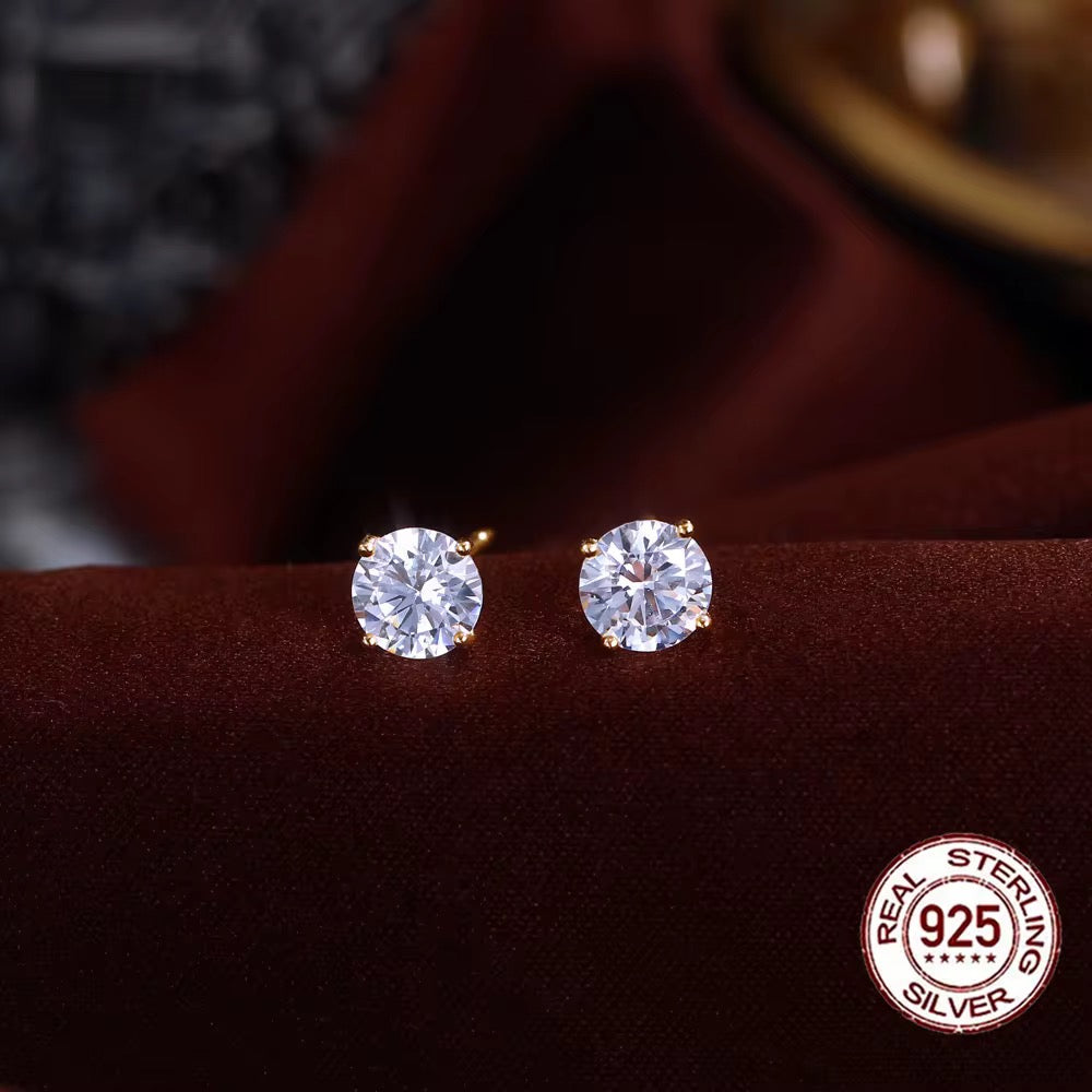 925 Sterling Silver CZ Stud Earrings – 3mm/4mm/5mm/6mm
