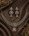 Noor Pink AD Necklace & Earring Set